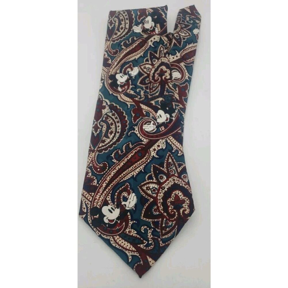 Disney Mickey Mouse Necktie Silk Tie Originals WDC Walt Disney Company Paisley - Picture 1 of 7